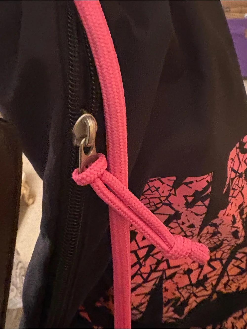 Nike Black Drawstring Gym Bag with Pink/Orange Logo